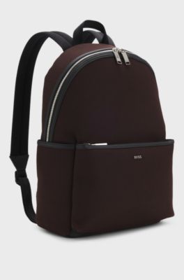 Zaino in tela con scritta del logo, Marrone scuro