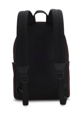 Canvas backpack with logo lettering, Dark Brown