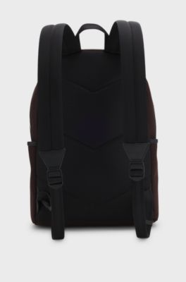 Canvas backpack with logo lettering, Dark Brown