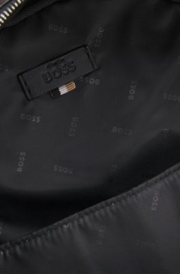 Canvas backpack with logo lettering, Dark Brown