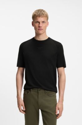 Porsche x BOSS short-sleeved sweater with logo print, Black