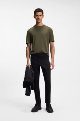 Porsche x BOSS short-sleeved sweater with logo print, Light Green