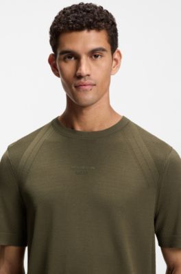 Porsche x BOSS short-sleeved sweater with logo print, Light Green