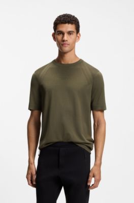 Porsche x BOSS short-sleeved sweater with logo print, Light Green
