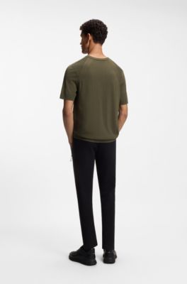 Porsche x BOSS short-sleeved sweater with logo print, Light Green