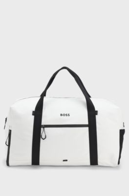 Faux-leather holdall with reflective zips, White