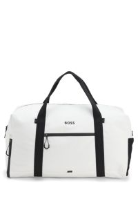 Faux-leather holdall with reflective zips, White