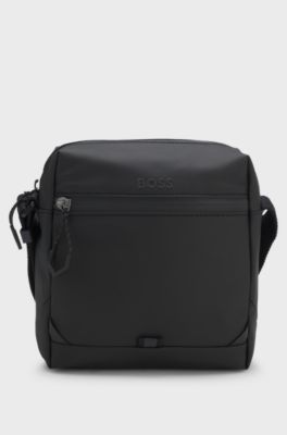 Faux-leather reporter bag with reflective details, Black