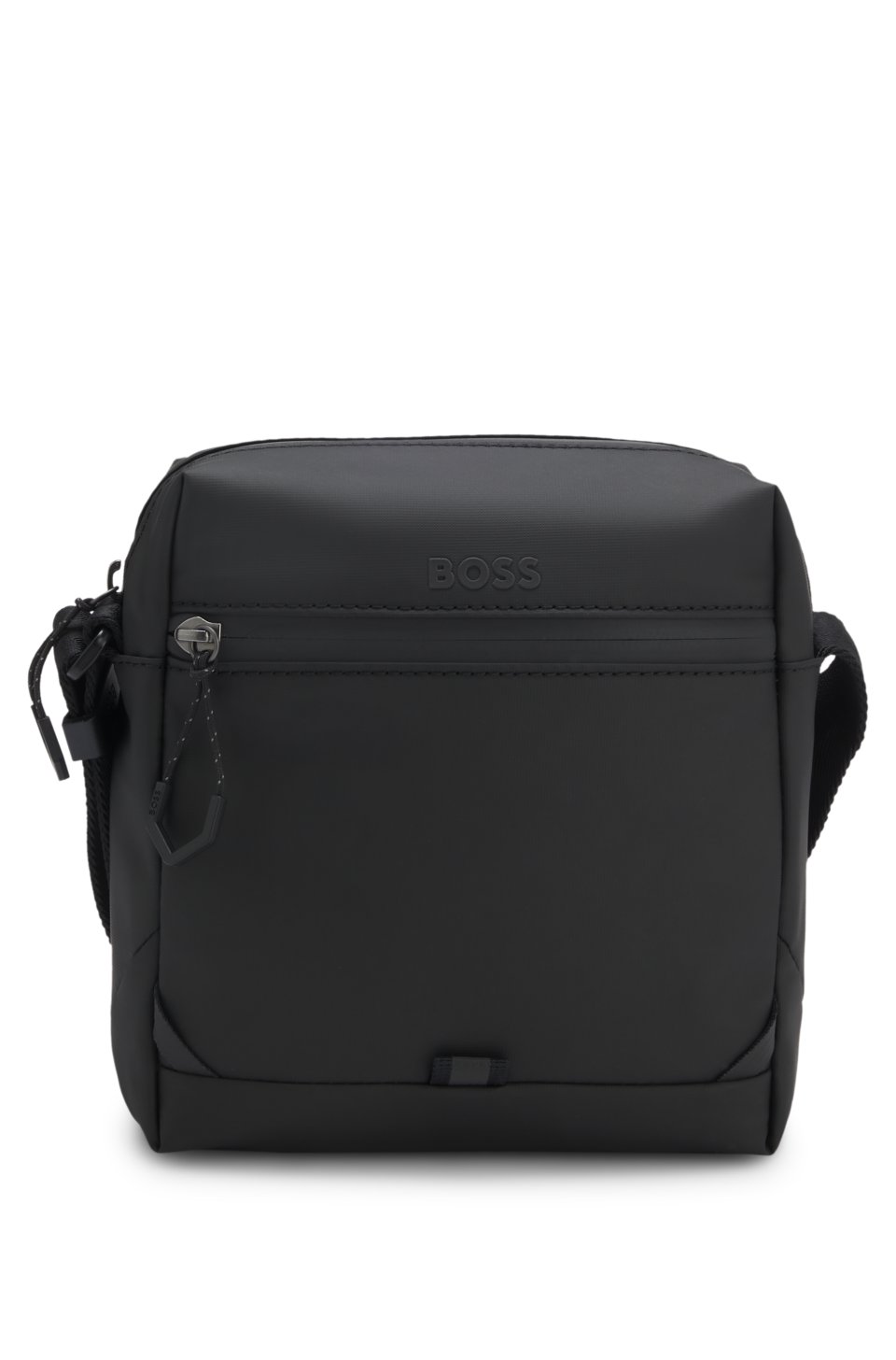 Faux-leather reporter bag with reflective details