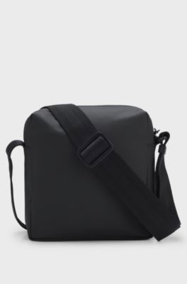 Faux-leather reporter bag with reflective details, Black