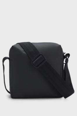Faux-leather reporter bag with reflective details, Black