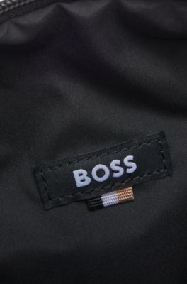 Bolso mensajero de piel sint&eacute;tica con detalles reflectantes, Negro