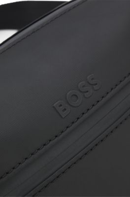 Faux-leather reporter bag with reflective details, Black