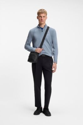 Faux-leather reporter bag with reflective details, Black