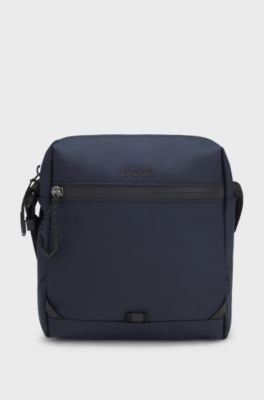 Faux-leather reporter bag with reflective details, Dark Blue