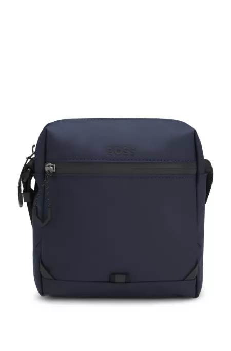 Faux-leather reporter bag with reflective details