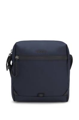 Faux-leather reporter bag with reflective details