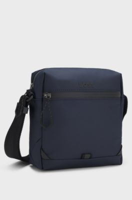 Faux-leather reporter bag with reflective details, Dark Blue