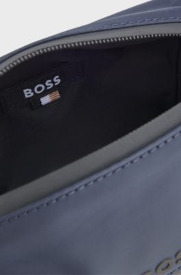 Faux-leather reporter bag with reflective details, Dark Blue