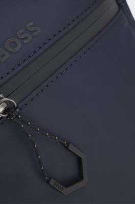 Faux-leather reporter bag with reflective details, Dark Blue