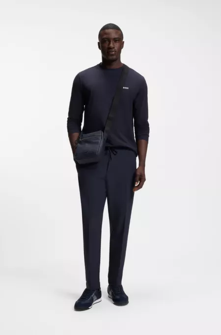 Faux-leather reporter bag with reflective details