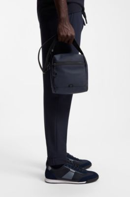 Faux-leather reporter bag with reflective details, Dark Blue