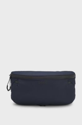 Faux-leather belt bag with reflective zips, Dark Blue
