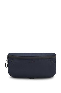 Faux-leather belt bag with reflective zips