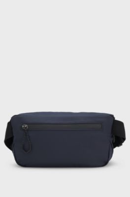 Faux-leather belt bag with reflective zips, Dark Blue