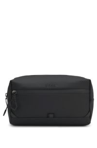 Beauty case in similpelle con dettagli riflettenti, Nero