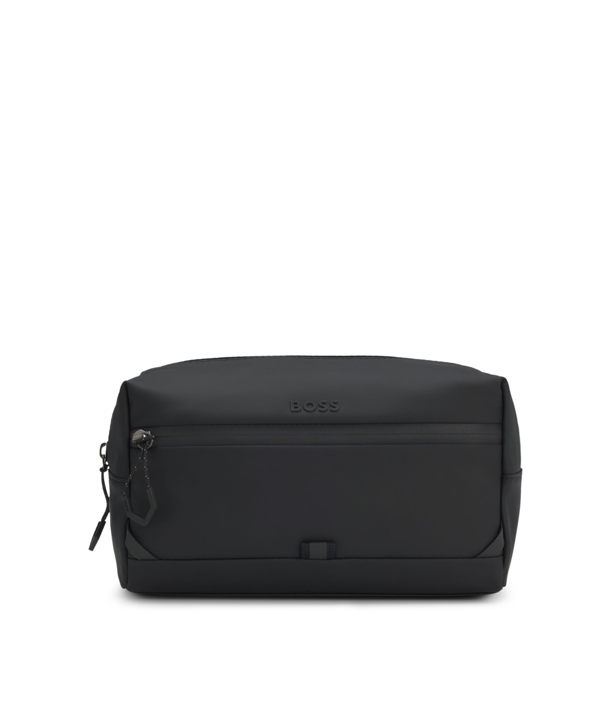 Kulturbeutel aus Kunstleder mit reflektierenden Details