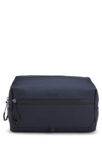 Faux-leather washbag with reflective details, Dark Blue