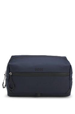Faux-leather washbag with reflective details