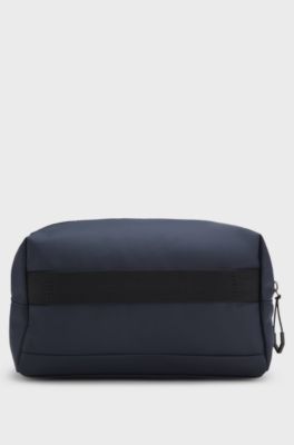 Faux-leather washbag with reflective details, Dark Blue