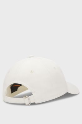 Cotton-twill cap with script logo, White