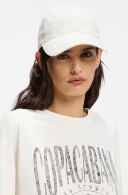 Cotton-twill cap with script logo, White