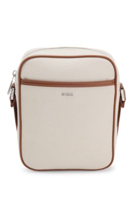 Canvas reporter bag with logo lettering, Light Grey