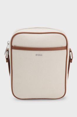 Canvas reporter bag with logo lettering, Light Grey