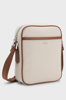 Canvas reporter bag with logo lettering, Light Grey