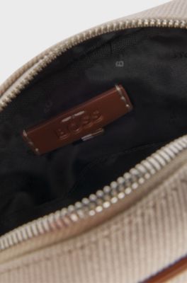 Canvas reporter bag with logo lettering, Light Grey