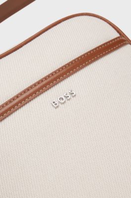 Canvas reporter bag with logo lettering, Light Grey