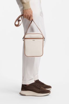 Canvas reporter bag with logo lettering, Light Grey
