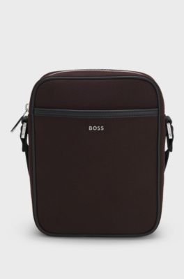 Canvas reporter bag with logo lettering, Dark Brown