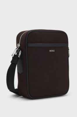 Canvas reporter bag with logo lettering, Dark Brown