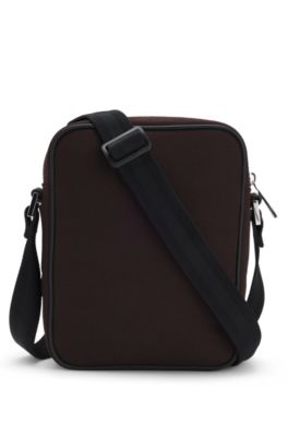 Canvas reporter bag with logo lettering, Dark Brown