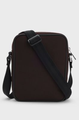 Canvas reporter bag with logo lettering, Dark Brown