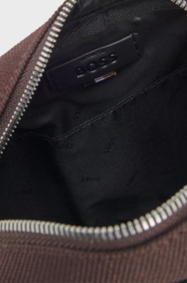 Canvas reporter bag with logo lettering, Dark Brown