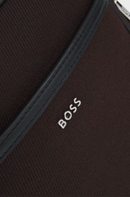 Canvas reporter bag with logo lettering, Dark Brown