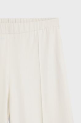 Relaxed-fit wide-leg trousers in lightweight twill, Natural