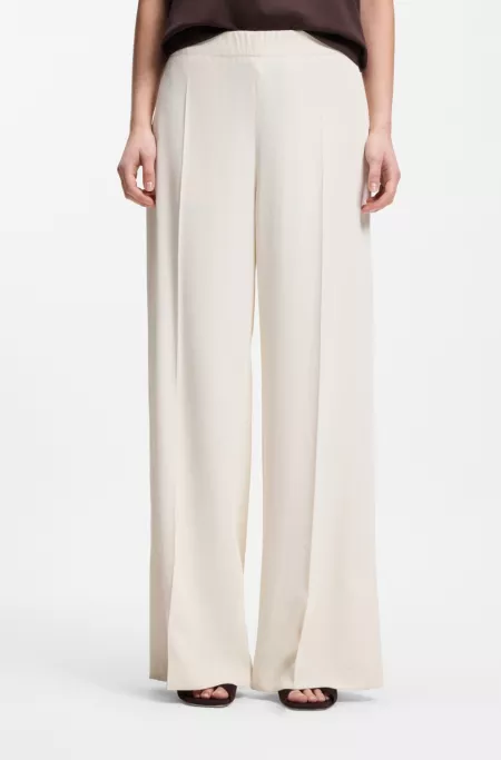 Relaxed-fit wide-leg trousers in lightweight twill